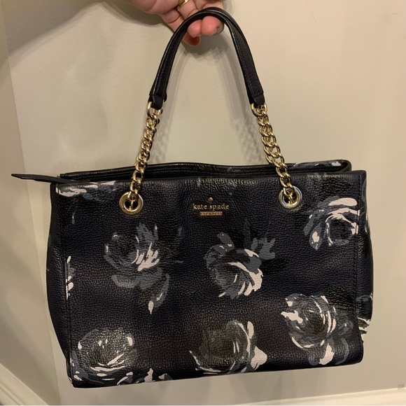 Kate Spade New York Meena Briar Night Rose Satchel Handbag GUC Navy Multi Color - Picture 15 of 15